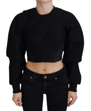 Philosophy Black Cropped Zipper Back Sweatshirt Sweater