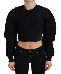 Philosophy Black Cropped Zipper Back Sweatshirt Sweater