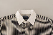 Polo Ralph Lauren Black White Striped Long Sleeves Collared Top