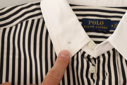 Polo Ralph Lauren Black White Striped Long Sleeves Collared Top