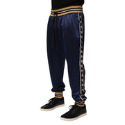 Dolce & Gabbana Blue Nylon Jogger Mid Waist Trouser Pants