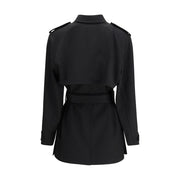 The Row Black Fleece Wool Trench Coat