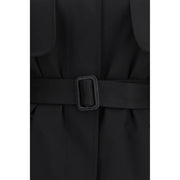 The Row Black Fleece Wool Trench Coat