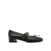 Miu Miu Black Calfskin Mid Heel Pumps