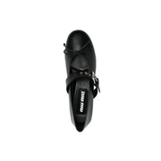 Miu Miu Black Calfskin Mid Heel Pumps