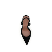 Amina Muaddi Black Rubber High Heel Pumps