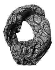 Dolce & Gabbana Black White Damask Patterned Lace Men Scarf