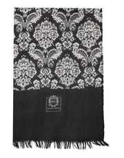 Dolce & Gabbana Black White Damask Patterned Lace Men Scarf