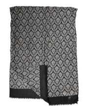 Dolce & Gabbana Black White Damask Patterned Lace Men Scarf