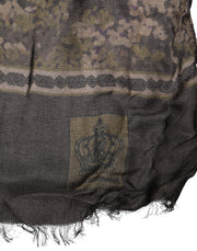 Dolce & Gabbana Brown Camouflage Modal Men Shawl Scarf