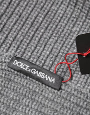 Dolce & Gabbana Gray Cashmere Knit Neck Wrap Shawl Scarf