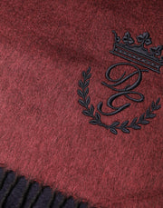 Dolce & Gabbana Maroon Silk Neck Wrap Shawl Fringes  Scarf