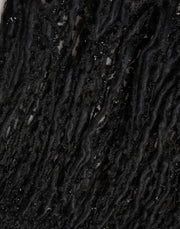 Dolce & Gabbana Black Cashmere Knit Shawl Fringes Scarf