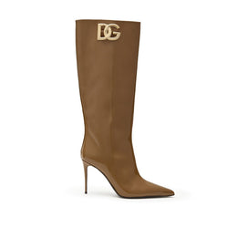 Dolce & Gabbana Brown Leather High Heel Boots