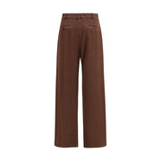 Max Mara Brown Cotton Casual Pants
