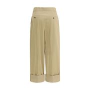 Max Mara Beige Cotton Cropped Pants
