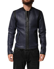 Dolce & Gabbana Blue Nylon Full Zip Bomber Men Jacket