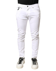 Dolce & Gabbana White Cotton Stretch Skinny Denim Men Jeans