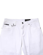 Dolce & Gabbana White Cotton Stretch Skinny Denim Men Jeans