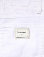 Dolce & Gabbana White Cotton Stretch Skinny Denim Men Jeans