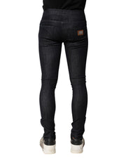 Dolce & Gabbana Black Cotton Stretch Skinny Denim Men Jeans