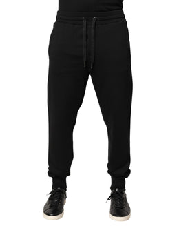 Dolce & Gabbana Black Cotton Mid Waist Jogger Trousers Pants
