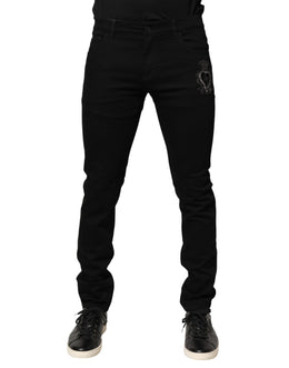 Dolce & Gabbana Black Sacred Heart Men Cotton Denim Jeans
