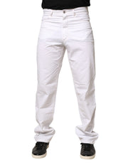 Fred Perry White Cotton Mid Waist Straight Men Denim Jeans
