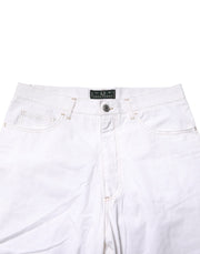 Fred Perry White Cotton Mid Waist Straight Men Denim Jeans