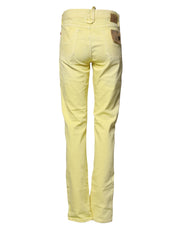 Jeckerson Yellow Mid Waist Straight Fit Men Denim Trouser Jeans