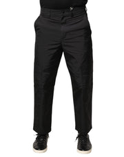 Valentino Black Mid Waist Men Tapered Dress Trouser Pants