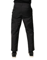 Valentino Black Mid Waist Men Tapered Dress Trouser Pants