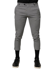 Daniele Alessandrini Black White Checkered Men Cropped Pants