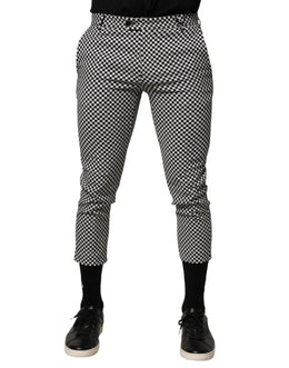 Daniele Alessandrini Black White Checkered Men Cropped Pants