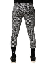 Daniele Alessandrini Black White Checkered Men Cropped Pants