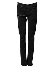 Karl Lagerfeld Black Tattered Men Skinny Denim Trouser Jeans