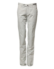 PT01 Light Gray Mid Waist Men Straight Chino Trouser Pants