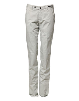 PT01 Light Gray Mid Waist Men Straight Chino Trouser Pants