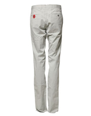 PT01 Light Gray Mid Waist Men Straight Chino Trouser Pants