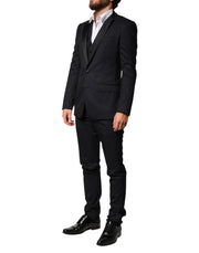 Dolce & Gabbana Black Wool Single Breasted 3 Piece Men Suit