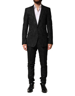 Dolce & Gabbana Black Brocade Single Breasted 2 Piece Suit