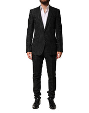 Dolce & Gabbana Black Brocade Single Breasted 2 Piece Suit