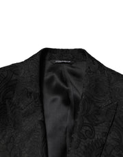 Dolce & Gabbana Black Brocade Single Breasted 2 Piece Suit