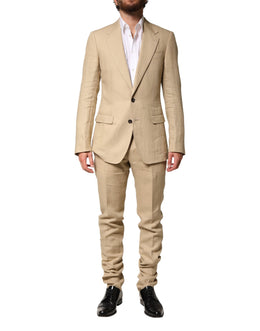 Dolce & Gabbana Beige Linen Single Breasted 2 Piece Suit