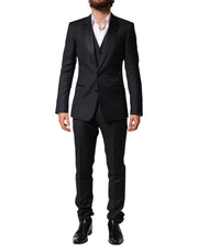 Dolce & Gabbana Black Wool Single Breasted 3 Piece Men Suit