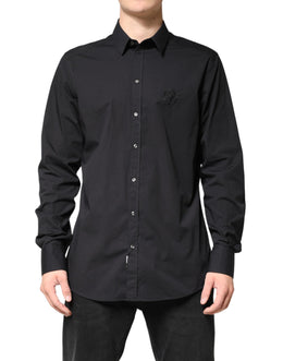 Dolce & Gabbana Black GOLD Cotton Men Dress Formal Shirt