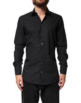 Dolce & Gabbana Black GOLD Cotton Men Dress Formal Shirt