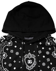 Dolce & Gabbana Black Bandana Hooded Men Sweatshirt Sweater