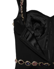 Dolce & Gabbana Black Embellished Sheath Mermaid Gown Dress