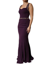 Dolce & Gabbana Violet Embellished Sheath Mermaid Gown Dress